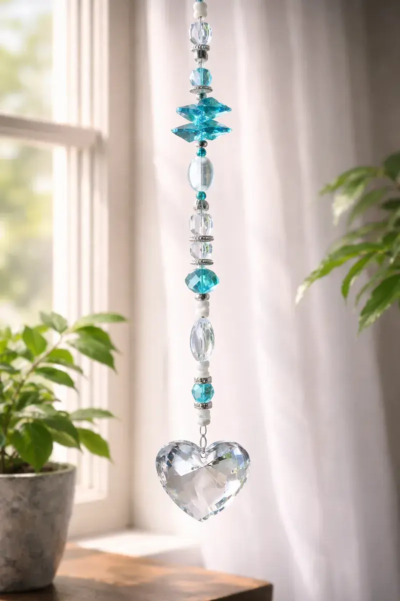 Suncatcher Aqua Large Crystal Heart