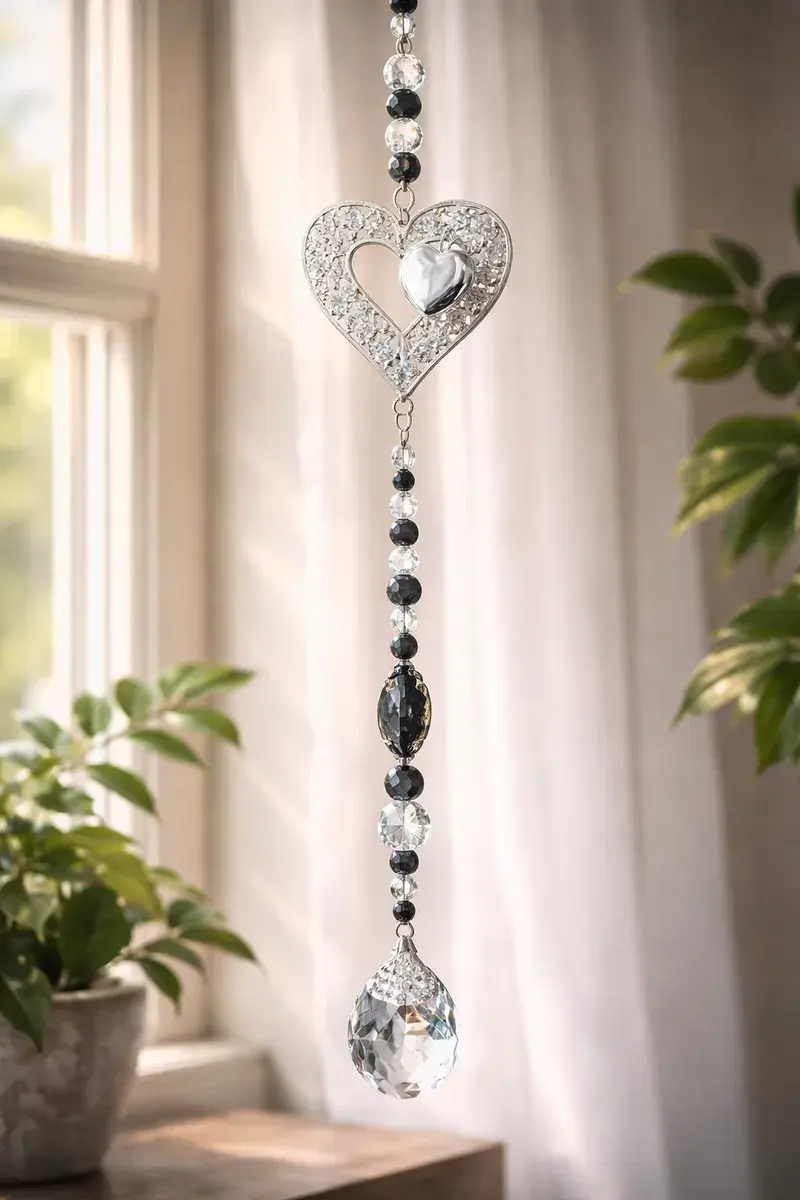 Suncatcher black-silver Heart