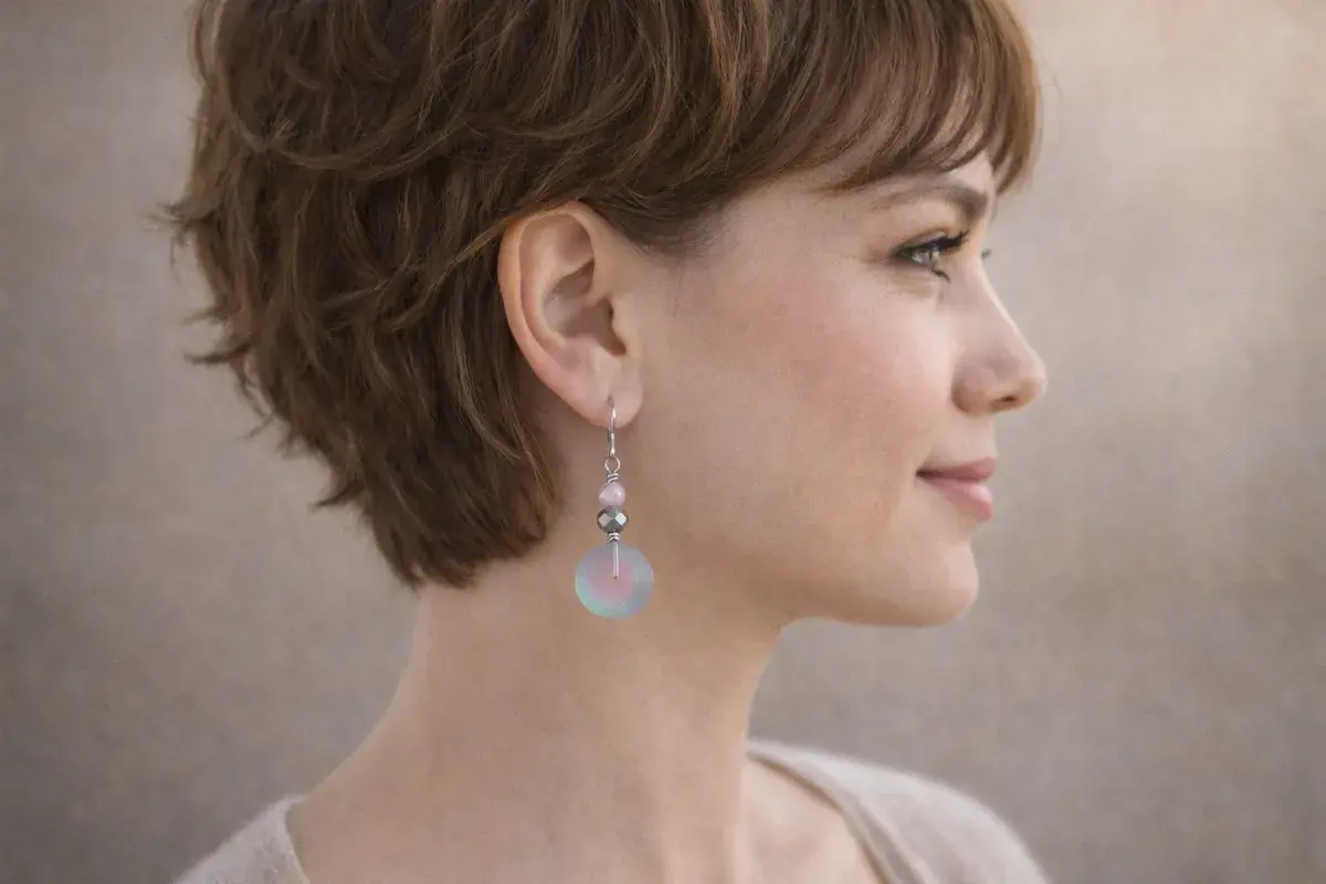 Earrings Czech Crystal Sand Blasted